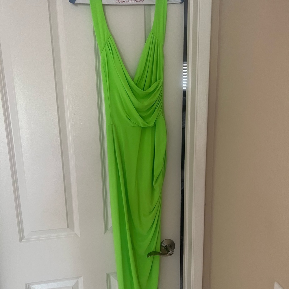 Norma Kamali Asymmetrical Dress in Neon Green